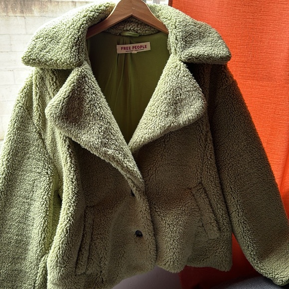 NWT Free People Fluffy Green Jacket - Picture 2 of 8